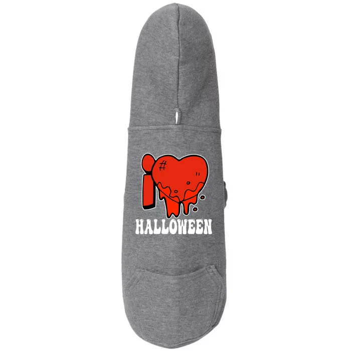 I Love Halloween Creepy Heart Doggie 3-End Fleece Hoodie