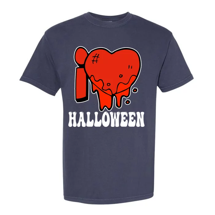 I Love Halloween Creepy Heart Garment-Dyed Heavyweight T-Shirt