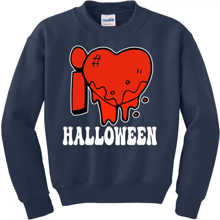 I Love Halloween Creepy Heart Kids Sweatshirt