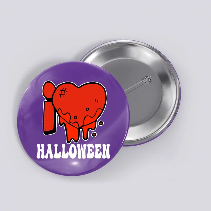 I Love Halloween Creepy Heart Button