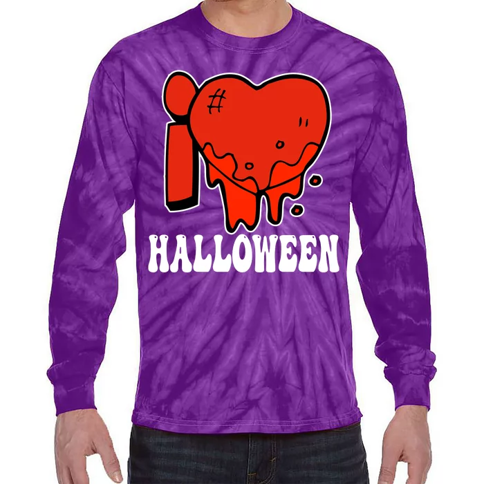 I Love Halloween Creepy Heart Tie-Dye Long Sleeve Shirt