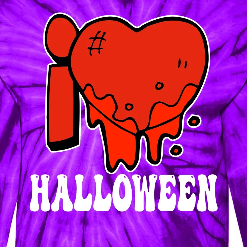 I Love Halloween Creepy Heart Tie-Dye Long Sleeve Shirt