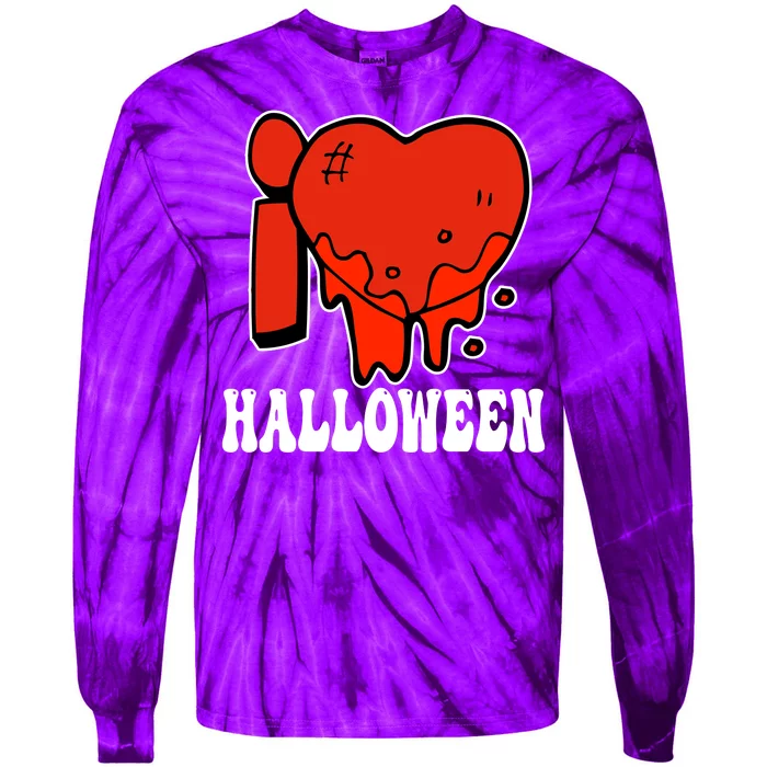 I Love Halloween Creepy Heart Tie-Dye Long Sleeve Shirt