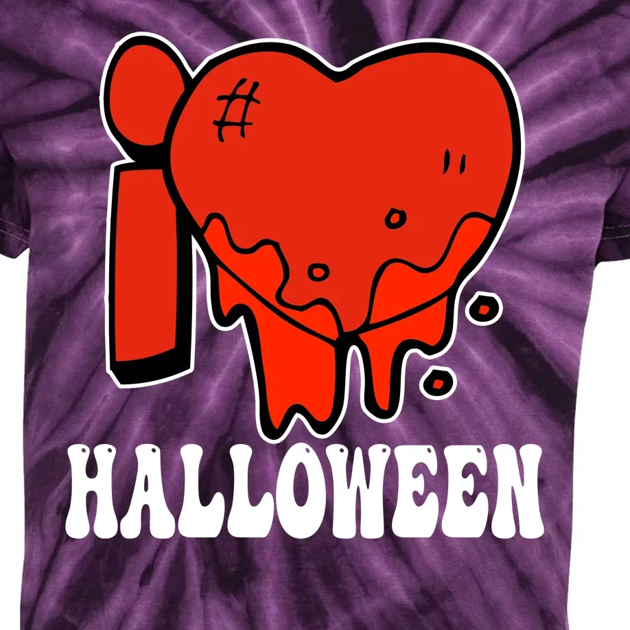 I Love Halloween Creepy Heart Kids Tie-Dye T-Shirt