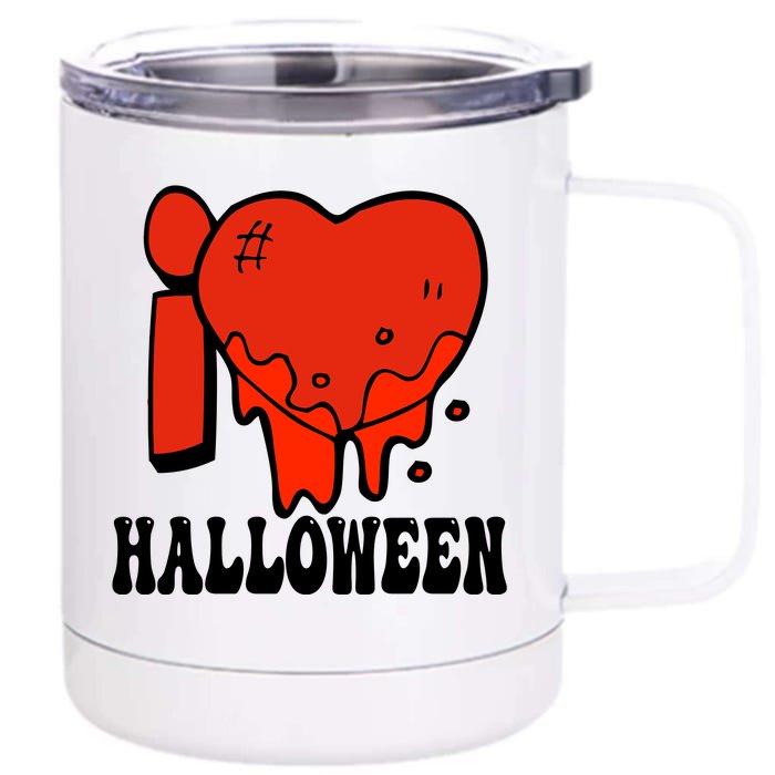 I Love Halloween Creepy Heart Front & Back 12oz Stainless Steel Tumbler Cup