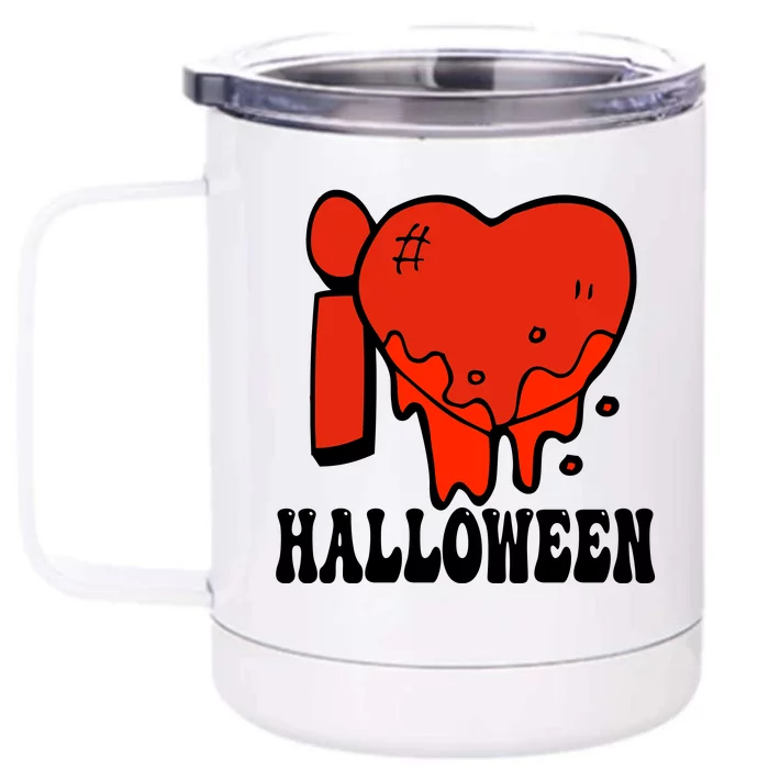 I Love Halloween Creepy Heart Front & Back 12oz Stainless Steel Tumbler Cup