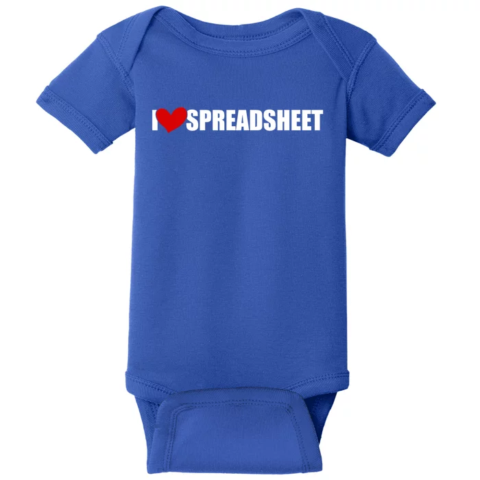 I Love Heart Spreadsheet Office Worker Secretary Accountant Gift Baby Bodysuit