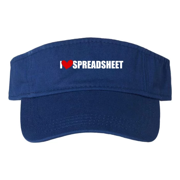 I Love Heart Spreadsheet Office Worker Secretary Accountant Gift Valucap Bio-Washed Visor