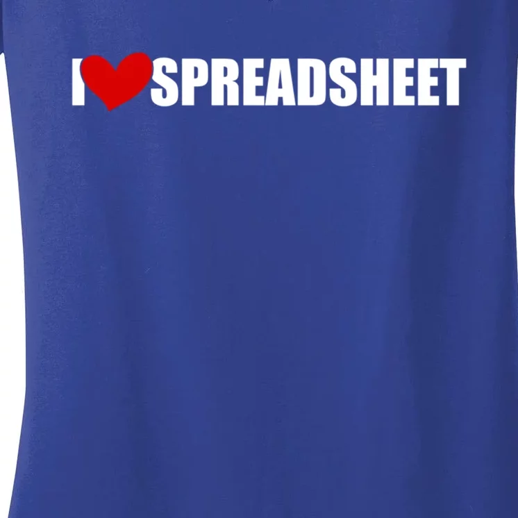 I Love Heart Spreadsheet Office Worker Secretary Accountant Gift Women's V-Neck T-Shirt