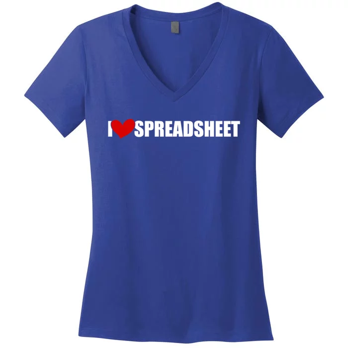 I Love Heart Spreadsheet Office Worker Secretary Accountant Gift Women's V-Neck T-Shirt