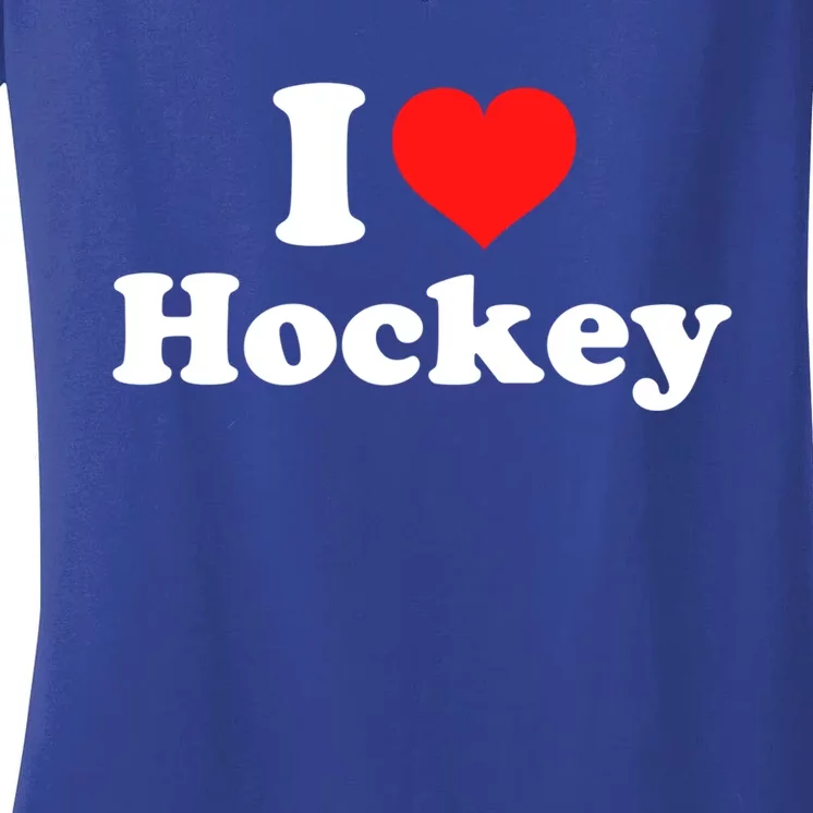 I Love Hockey Cute Gift Women's V-Neck T-Shirt