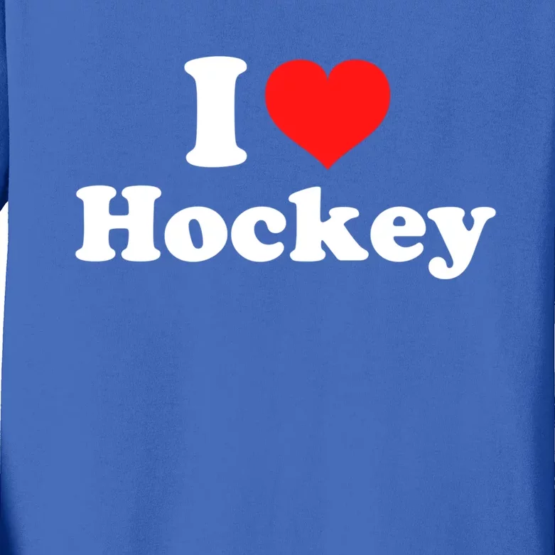 I Love Hockey Cute Gift Kids Long Sleeve Shirt