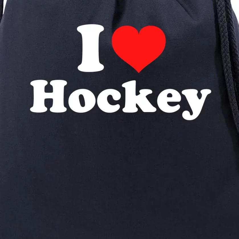 I Love Hockey Cute Gift Drawstring Bag