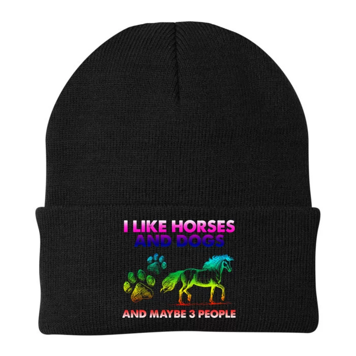 I Like Horse And Dogs And Maybe 3 People Cute Gift Knit Cap Winter Beanie