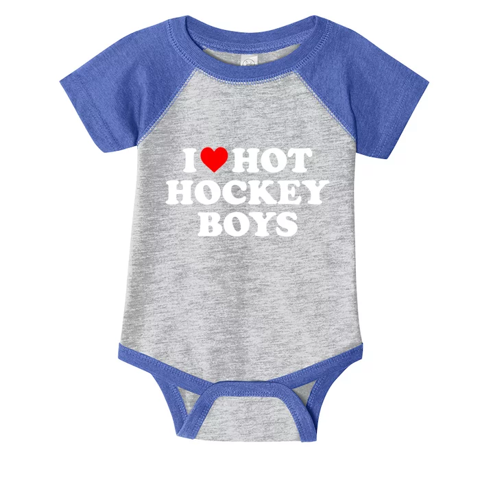 I Love Hot Hockey Gift Infant Baby Jersey Bodysuit