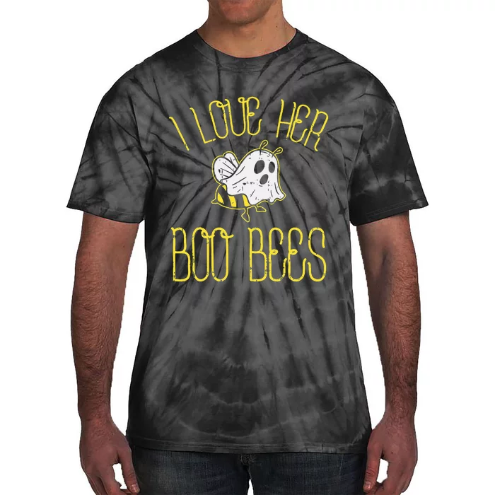 I Love Her Boo Bees Couples Halloween Tie-Dye T-Shirt