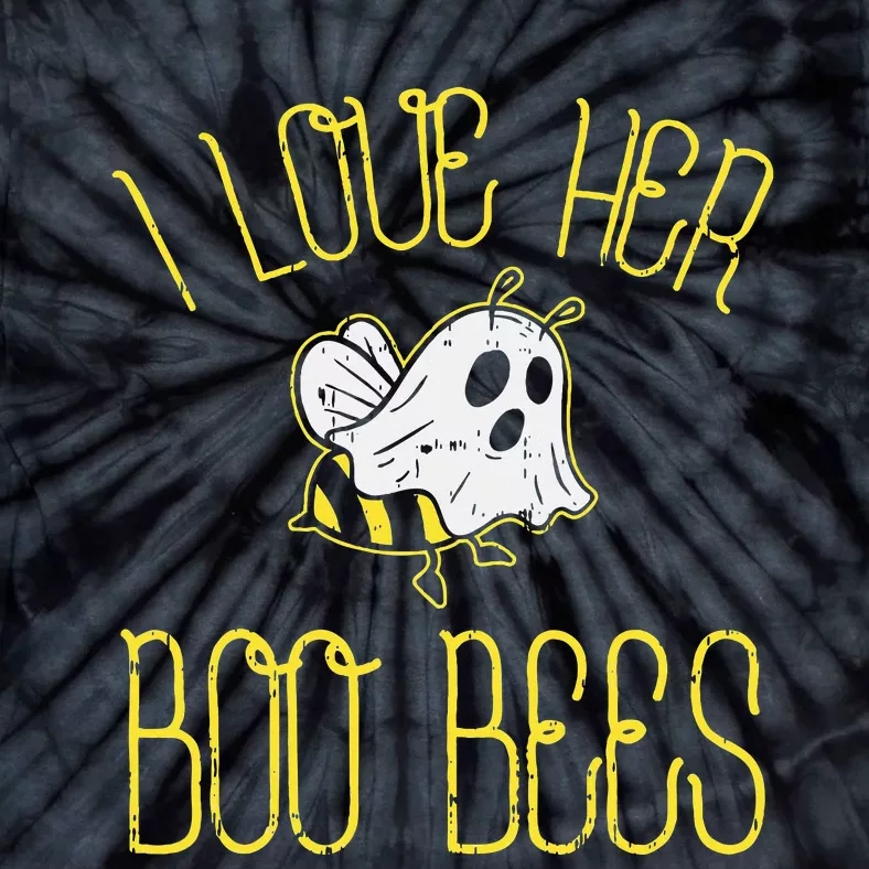 I Love Her Boo Bees Couples Halloween Tie-Dye T-Shirt