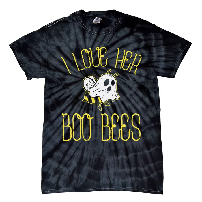 I Love Her Boo Bees Couples Halloween Tie-Dye T-Shirt