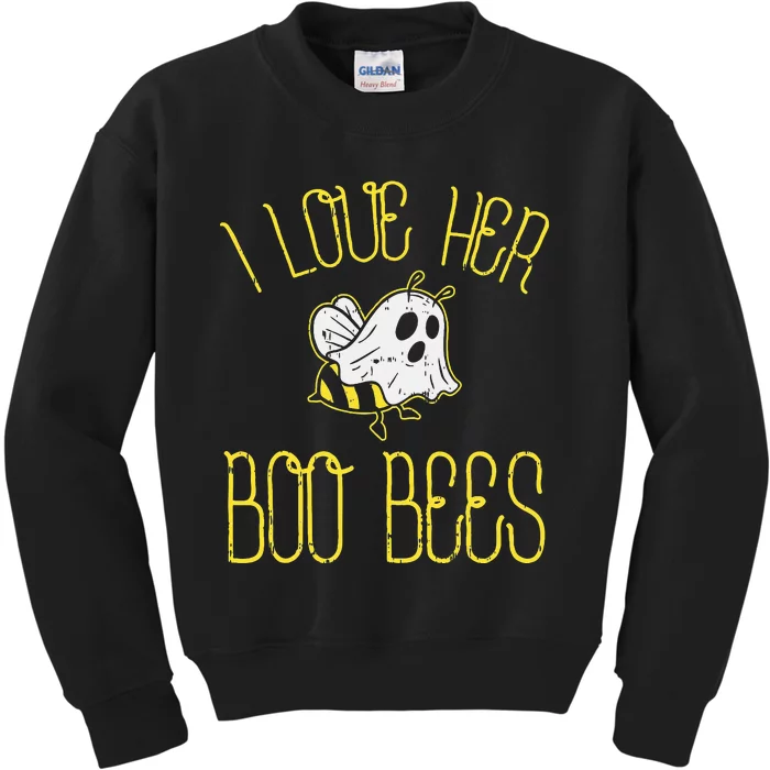 I Love Her Boo Bees Couples Halloween Kids Sweatshirt