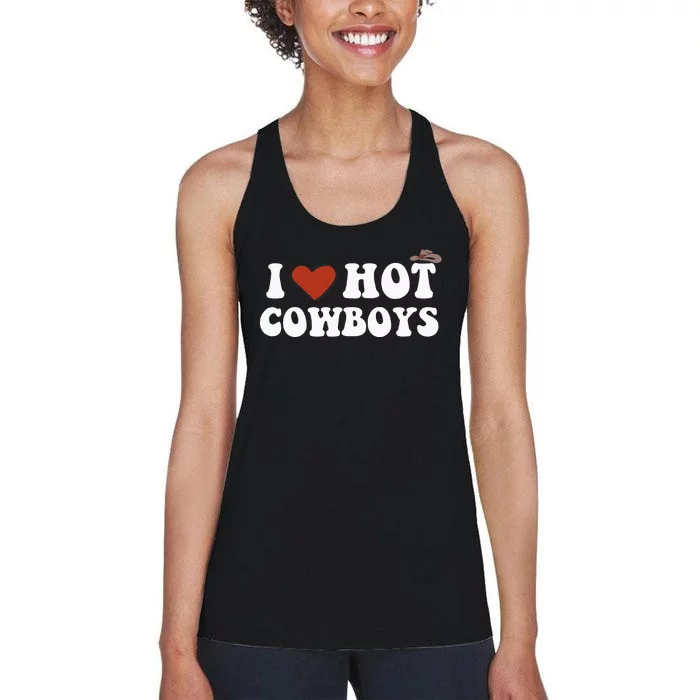 I Love Hot Cowboys Rodeo Western Country Women's Racerback Tank