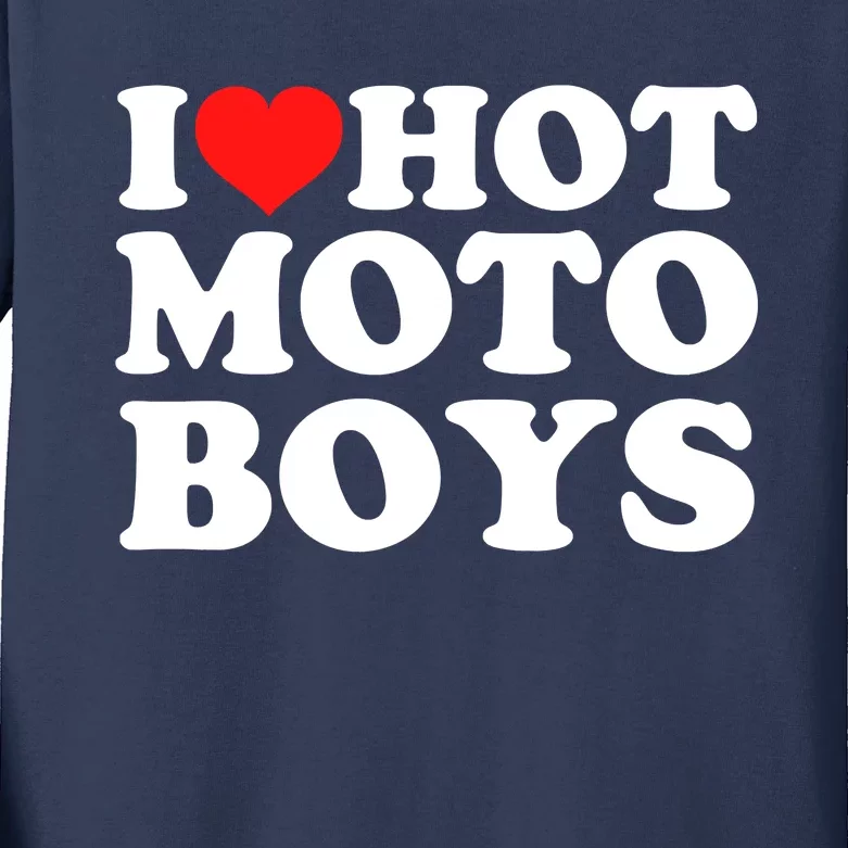 I Love Hot Moto Kids Long Sleeve Shirt