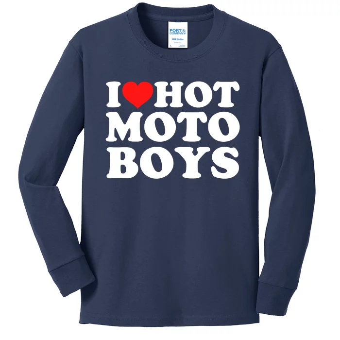 I Love Hot Moto Kids Long Sleeve Shirt