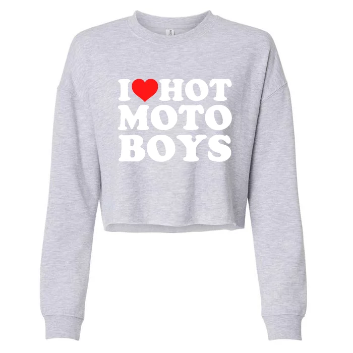 I Love Hot Moto Cropped Pullover Crew