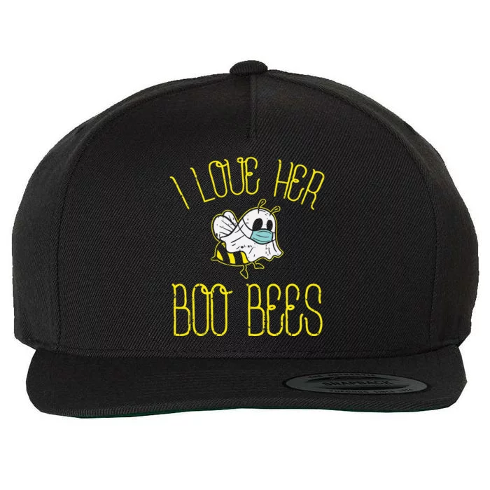 I Love Her Boo Bees Face Mask Matching Couple Wool Snapback Cap