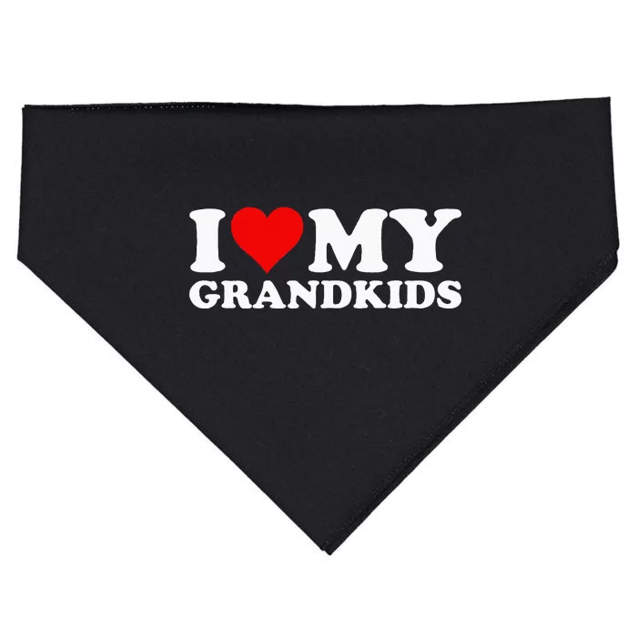 I LOVE HEART MY GRANDKIDS GRANDCHILDREN GRAND DAUGHTER SON USA-Made Doggie Bandana