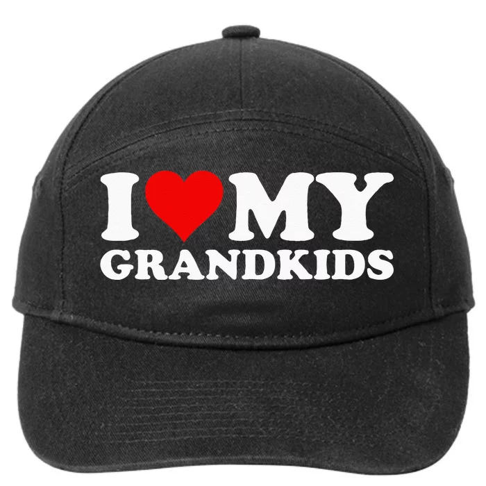 I LOVE HEART MY GRANDKIDS GRANDCHILDREN GRAND DAUGHTER SON 7-Panel Snapback Hat