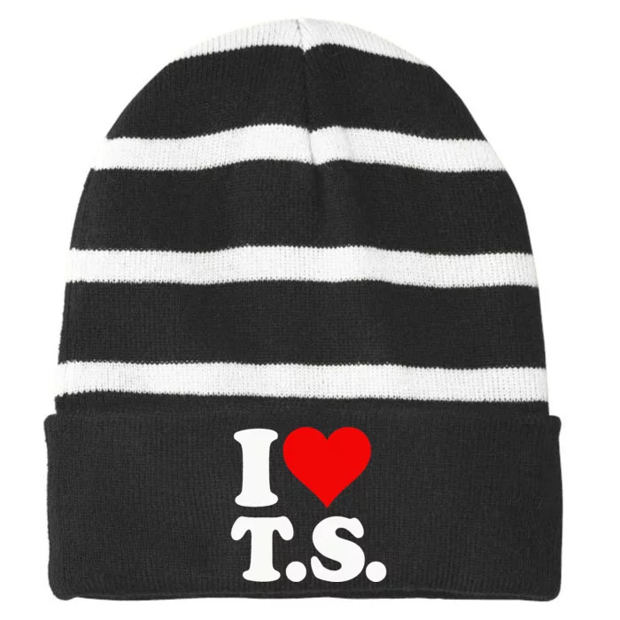 I LOVE HEART TS T S Striped Beanie with Solid Band