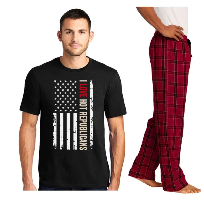 I Love Hot Republicans American Usa Flag Gift Pajama Set