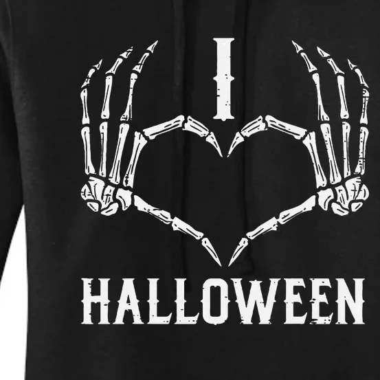 I Love Halloween Skeleton Hands Heart Cute Women's Pullover Hoodie