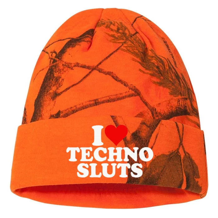 I Love Heart Techno Sluts Edm Music Kati - 12in Camo Beanie