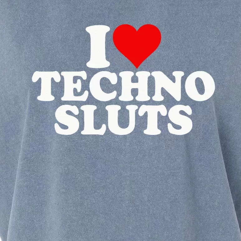 I Love Heart Techno Sluts Edm Music Garment-Dyed Women's Muscle Tee