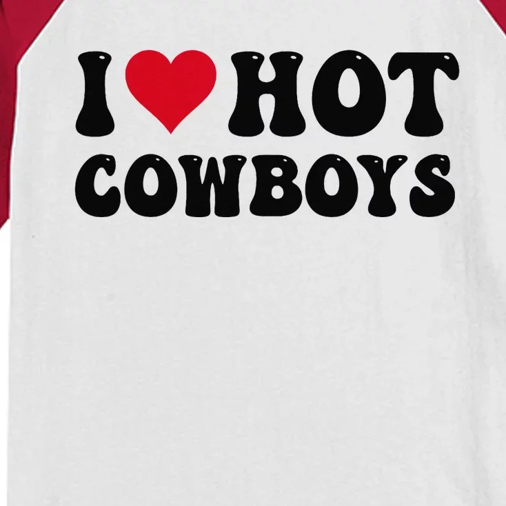 I Love Hot Cowboys I Heart Cow Funny Country Western Kids Colorblock Raglan Jersey