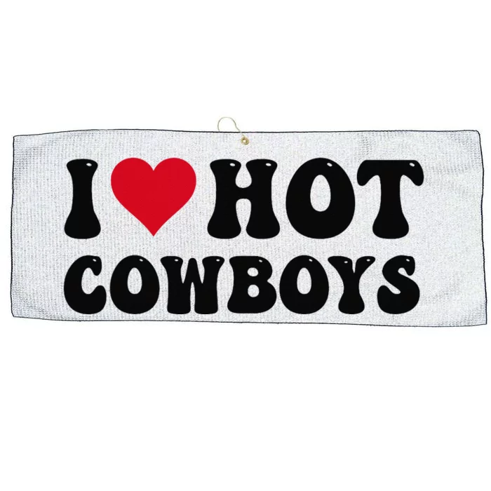 I Love Hot Cowboys I Heart Cow Funny Country Western Large Microfiber Waffle Golf Towel