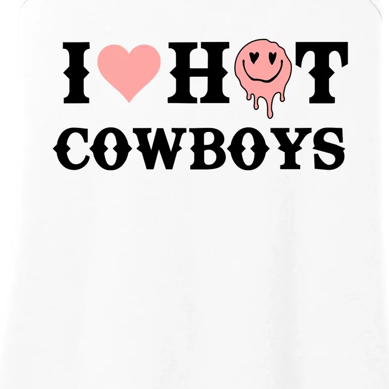 I Love Hot Cowboys Smile Happy Face Ladies Essential Tank