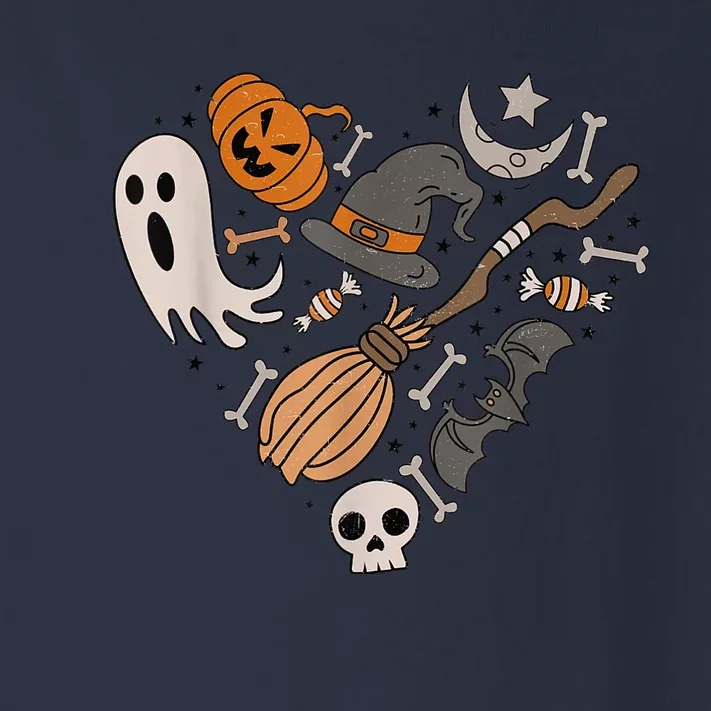 I Love Halloween Retro Spooky Heart Cute Ghost Witches Broom Toddler Long Sleeve Shirt