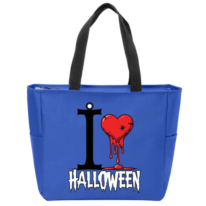 I Love Halloween Creepy Heart Retro Spooky Zip Tote Bag