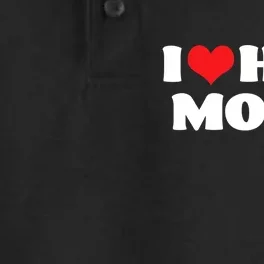 I Love Hot Moms Tshirt Funny Red Heart Love Moms Dry Zone Grid Performance Polo