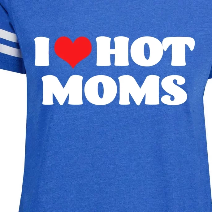 I Love Hot Moms Tshirt Funny Red Heart Love Moms Enza Ladies Jersey Football T-Shirt