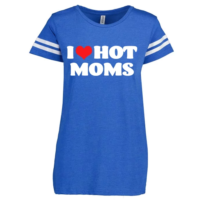 I Love Hot Moms Tshirt Funny Red Heart Love Moms Enza Ladies Jersey Football T-Shirt