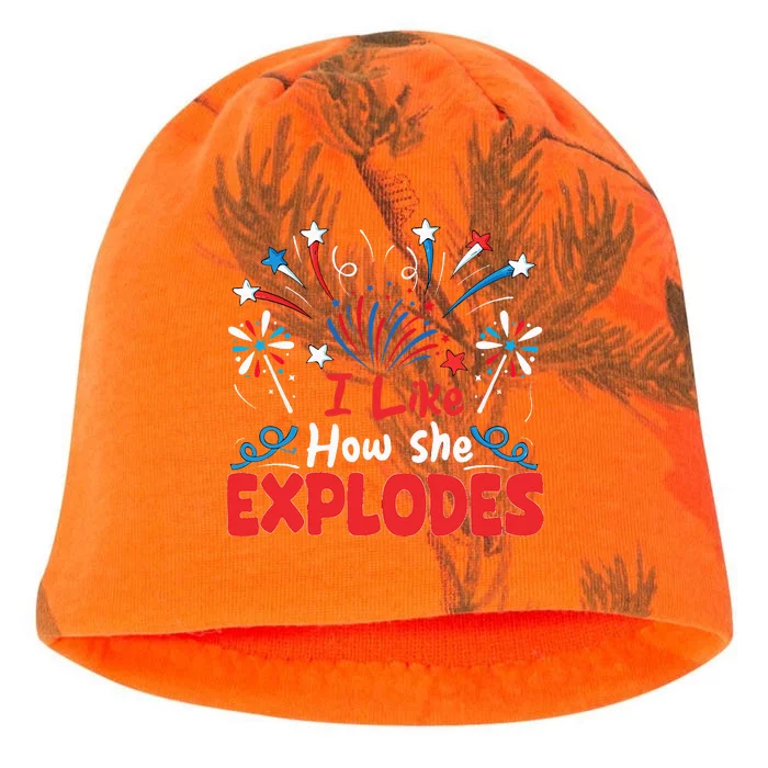 I Like How She Explodes Funny 4th Of July Matching Couple Kati - Camo Knit Beanie