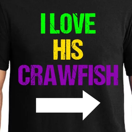 I Love His Crawfish Mardi Gras Funny Masquerade Party Couple Funny Gift Pajama Set