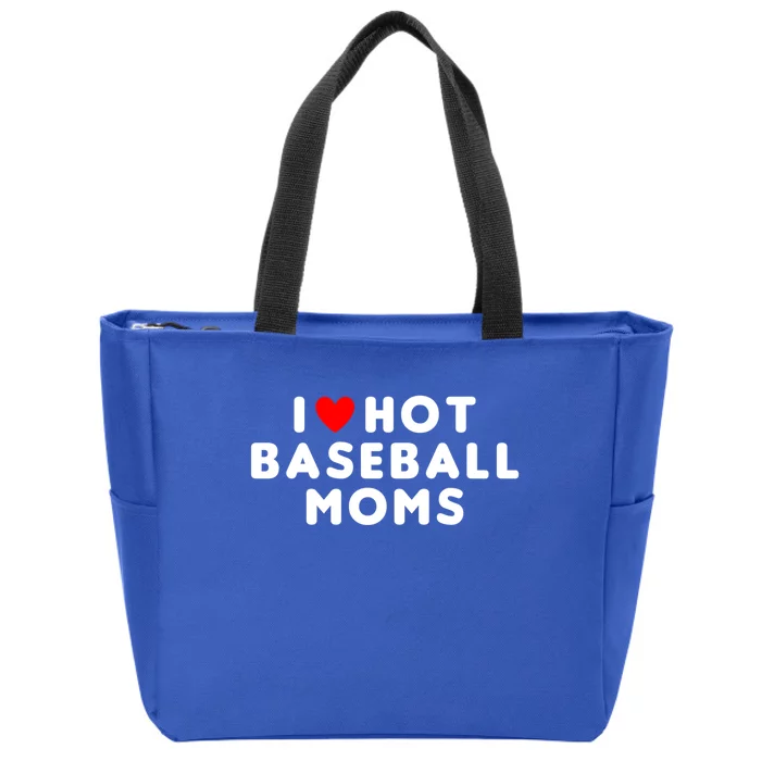 I Love Hot Baseball Moms Funny Red Heart Gift Zip Tote Bag