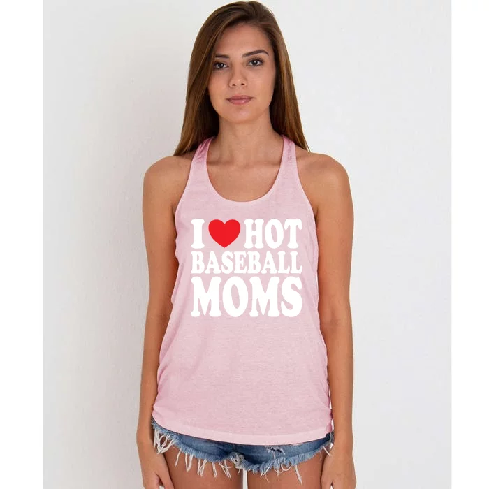 I Love Hot Baseball Moms Cool Gift Women's Knotted Racerback Tank