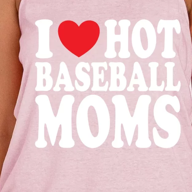 I Love Hot Baseball Moms Cool Gift Women's Knotted Racerback Tank