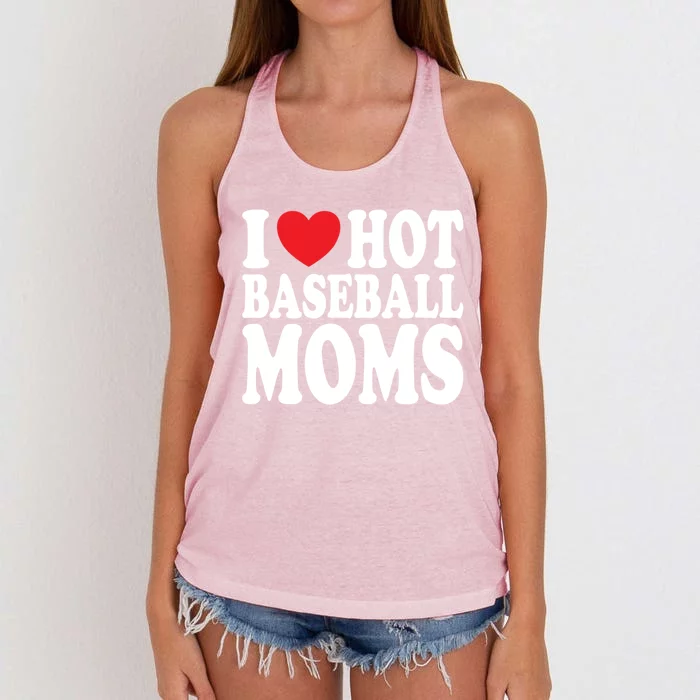 I Love Hot Baseball Moms Cool Gift Women's Knotted Racerback Tank