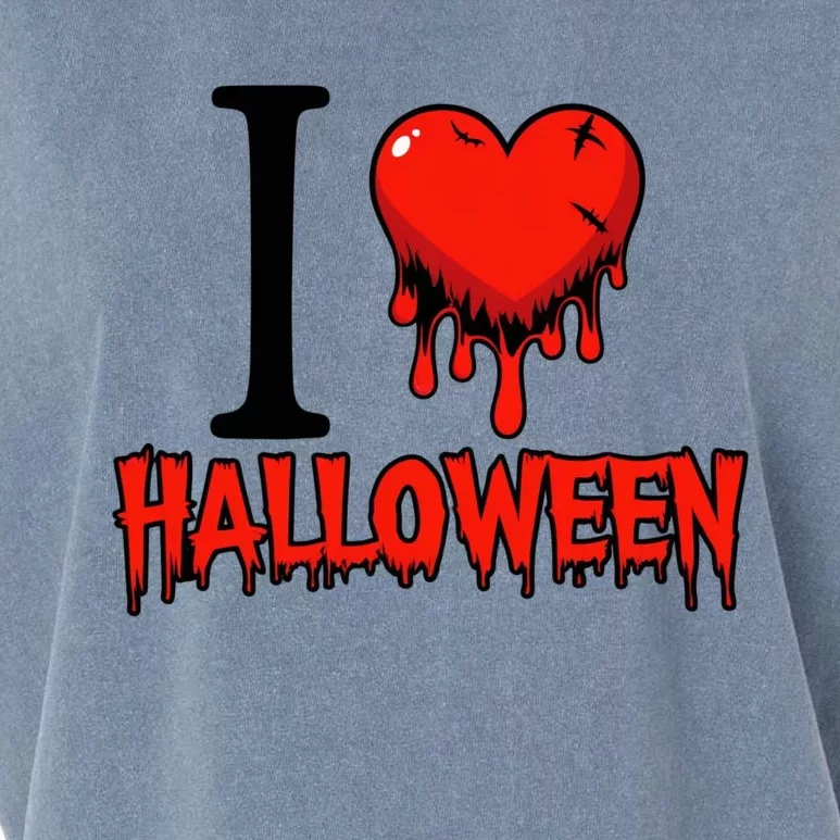 I Love Halloween Creepy Heart Retro Spooky Garment-Dyed Women's Muscle Tee